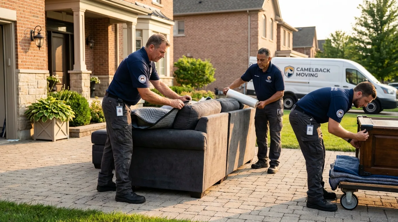Large estate moving crew wrapping furniture in Hustisford, WI