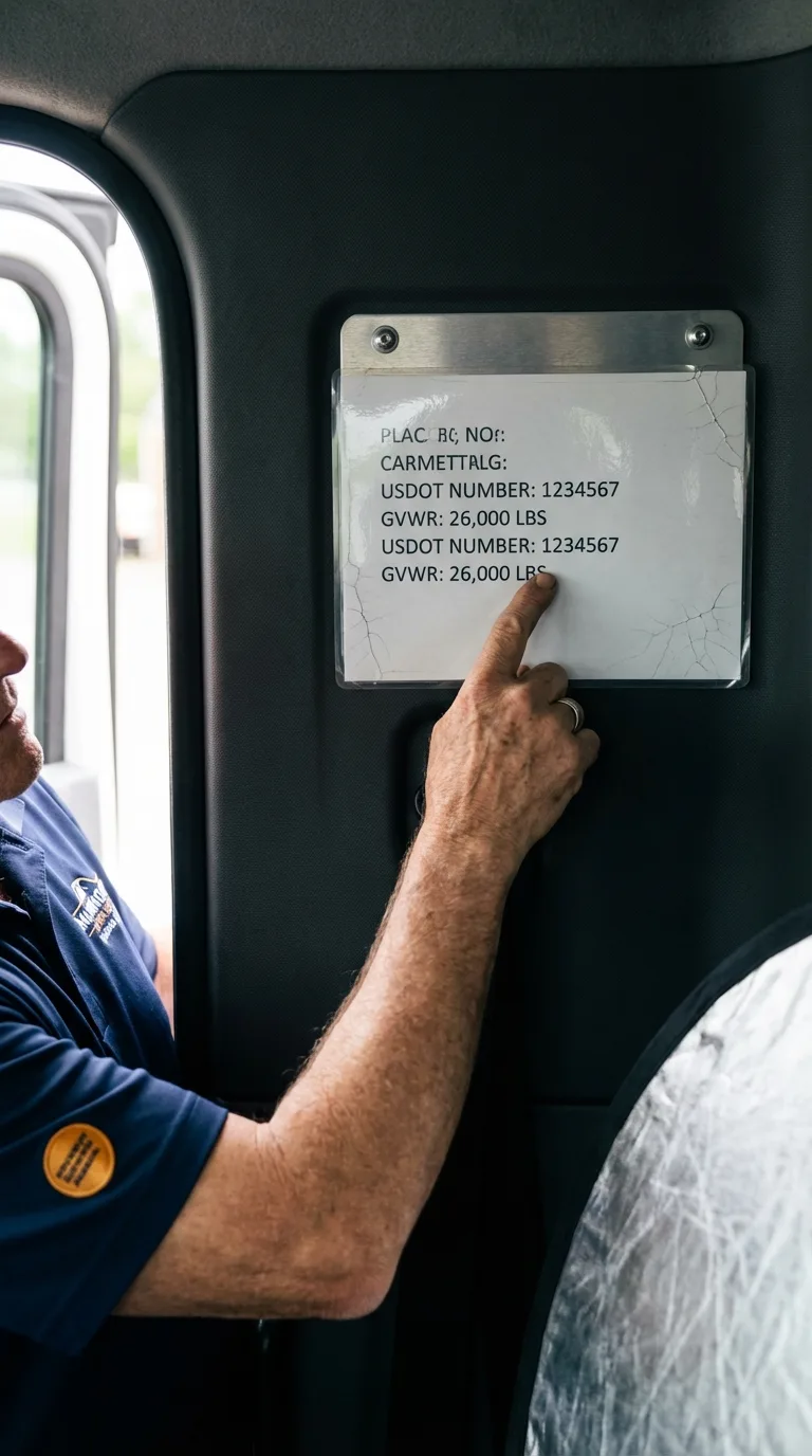 USDOT licensing placard verification in Hustisford